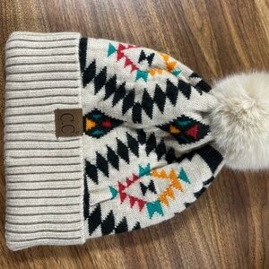 C.C Women’s Aztec Pom Pom Beanie